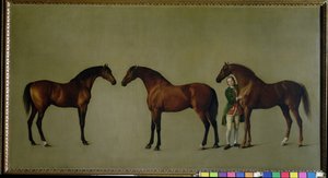 Whistlejacket e dois outros garanhões com Simon Cobb, o noivo, 1762